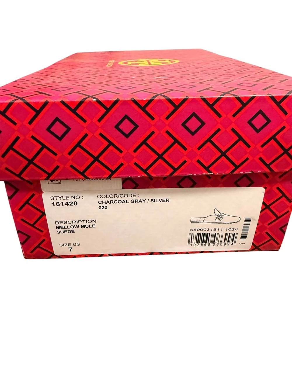 Tory Burch Mellow Mule Charcoal Gray/Silver Suede Slip-On Clogs NWT 7